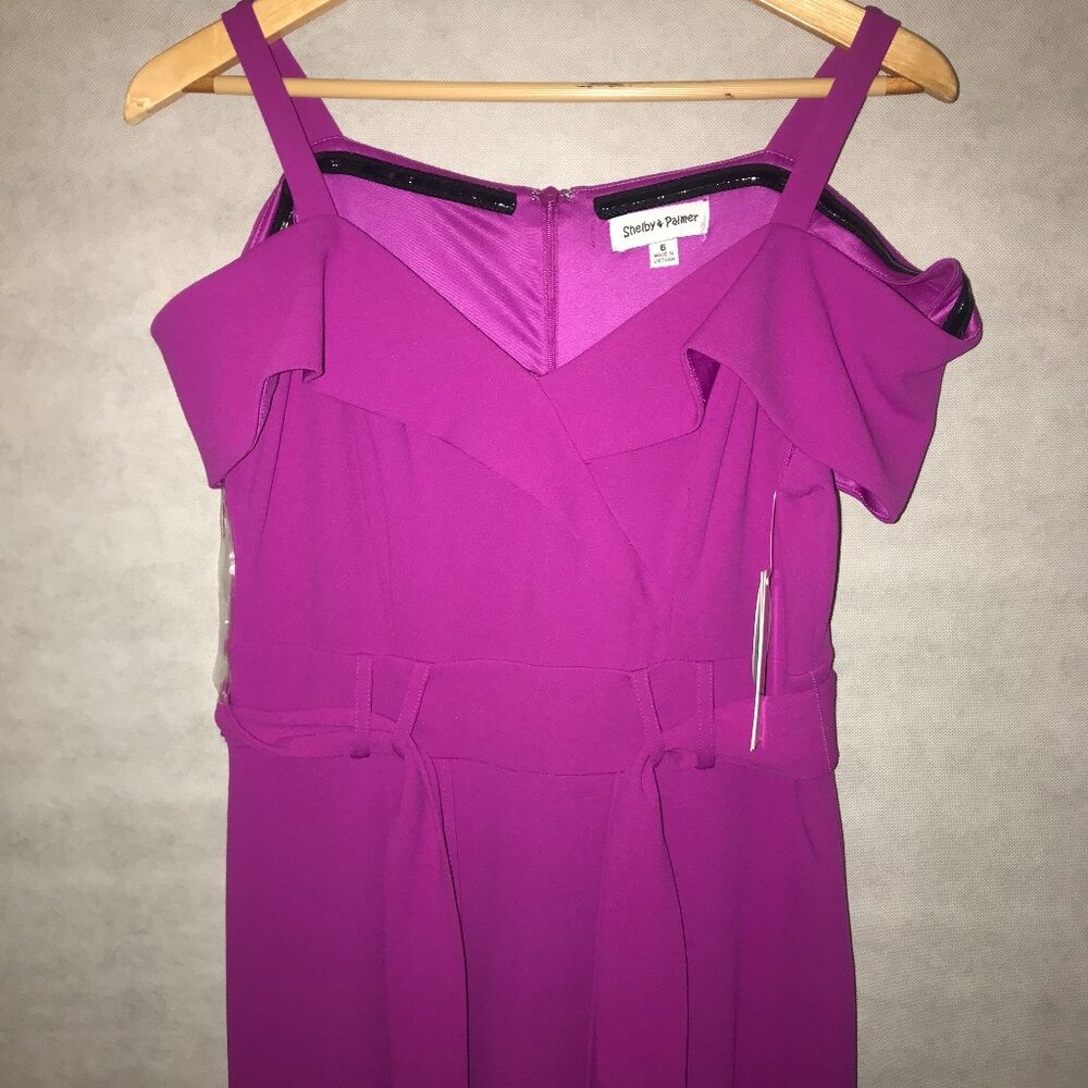 Women Shelby Palmer Belted Lined Jumpsuit Pink Magenta Pants